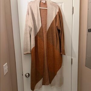 Colorblock Open Front Cardigan Sweater